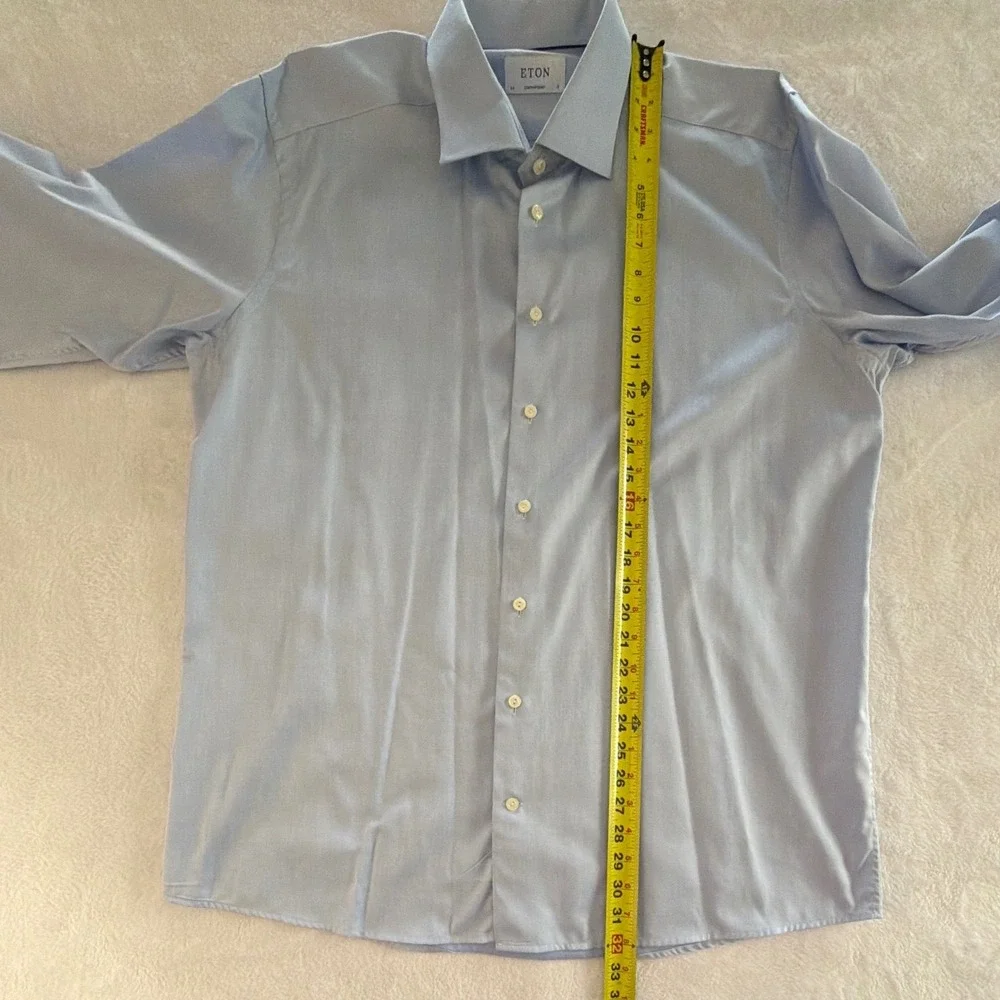 Eton Mens Contemporary Fit Light Blue Signature Twill Cotton Dress‎ Shirt 18 46